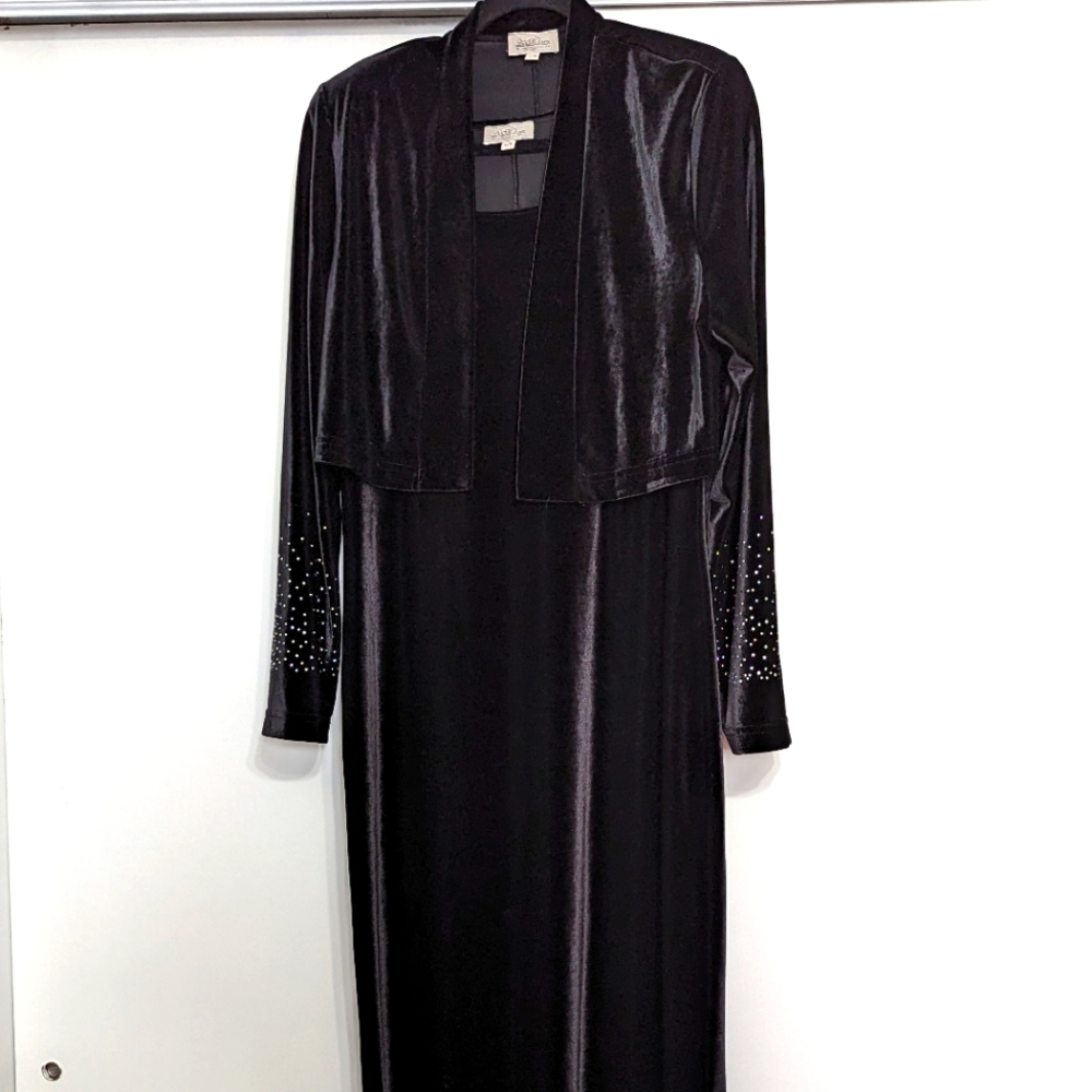 Vintage Black Velvet Dress And Jacket Size L